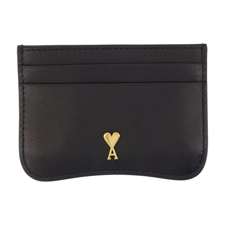 AMI Paris Calfskin card case in black