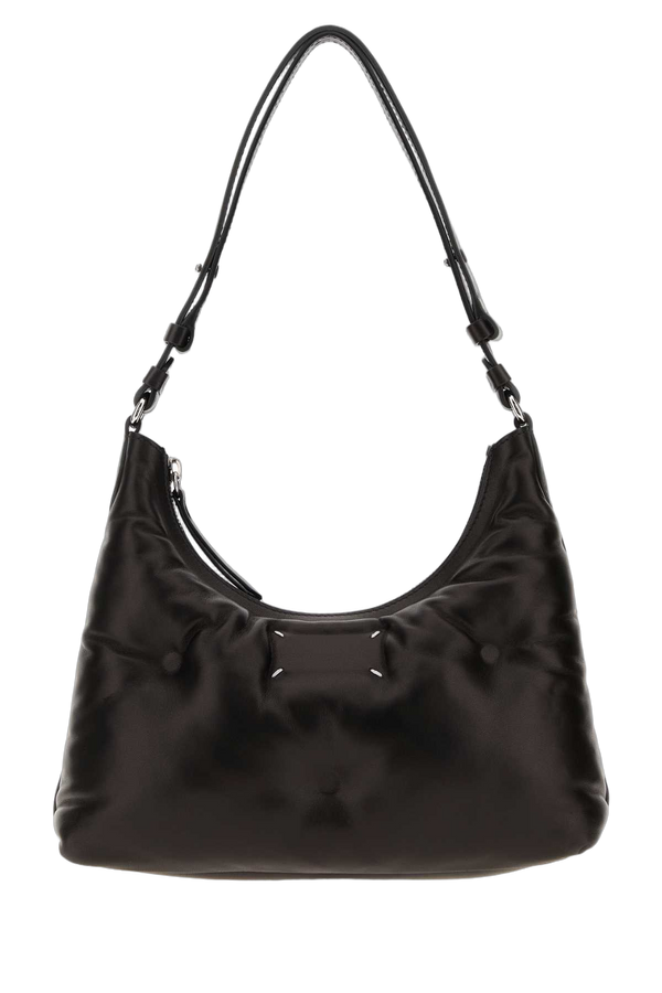 Maison Margiela Slam Exterior: 100% Ovine leather; Lining: 100% Polyester; Finishing: Silver metal shoulder bag in black