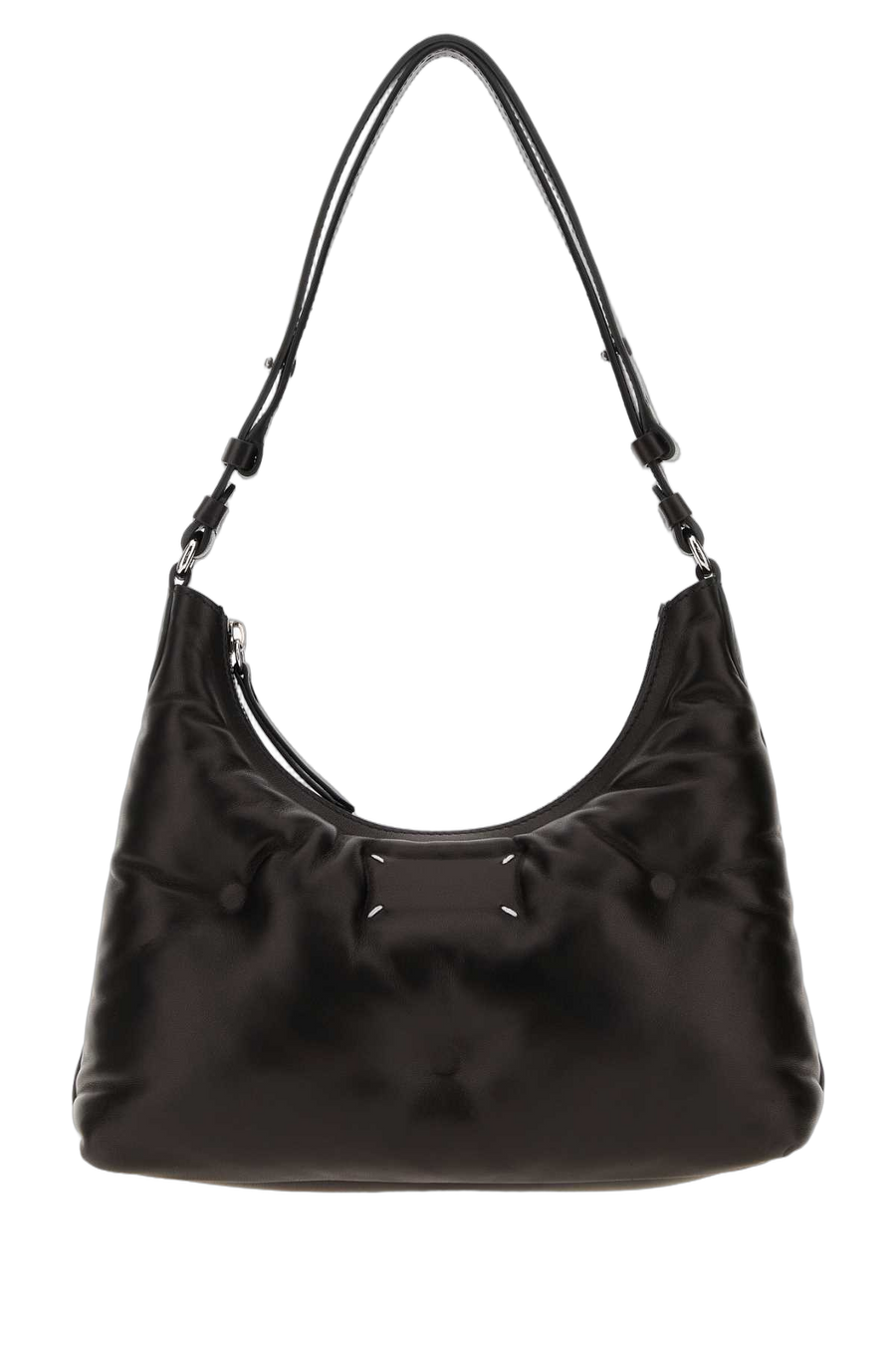 Maison Margiela Slam Exterior: 100% Ovine leather; Lining: 100% Polyester; Finishing: Silver metal shoulder bag in black