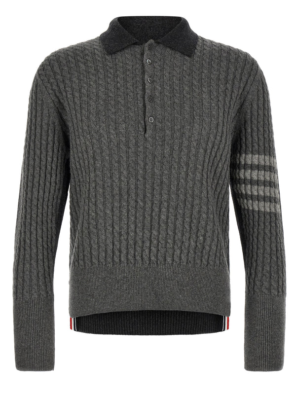 Thom Browne 100% virgin wool polo in gray