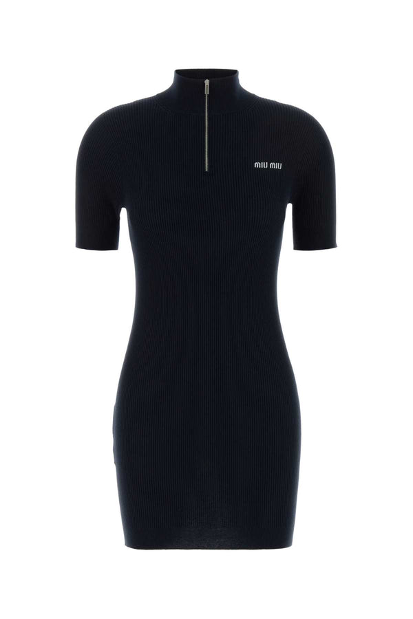 Midnight Blue Cotton Dress Bleu Exterior: Maglieria
