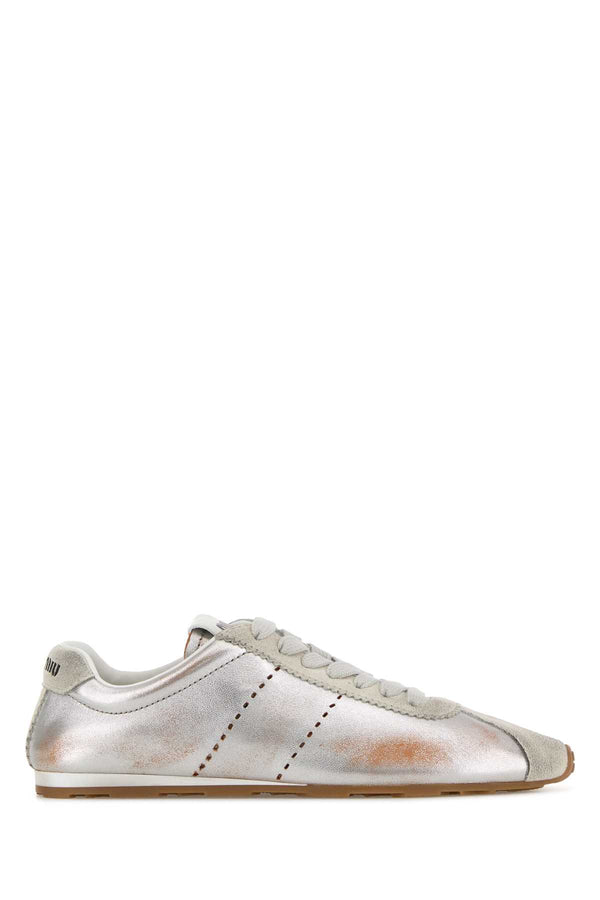 Silver Leather Plume Sneakers Argentotalco