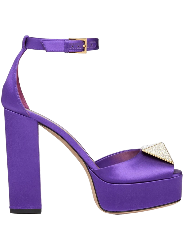 Valentino Garavani Calf leather platform heel in purple