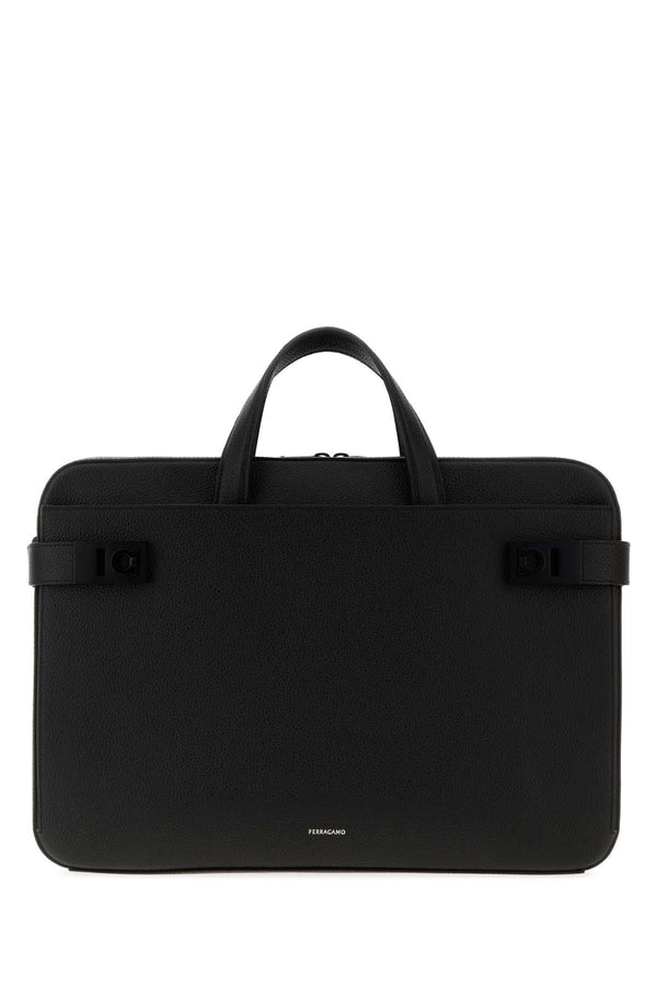 Ferragamo Nero 100% Leather top handle bag in black