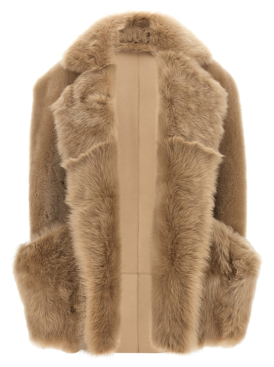 Blancha Sheepskin with Toscana shearling vest in beige