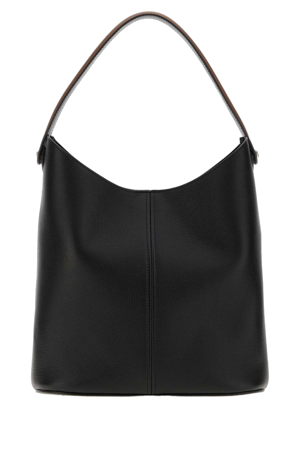 Maison Margiela Hobo Exterior: 100% Calf Leather; Lining: 100% Ovine Leather; Finishing: Silver Metal hobo bag in black
