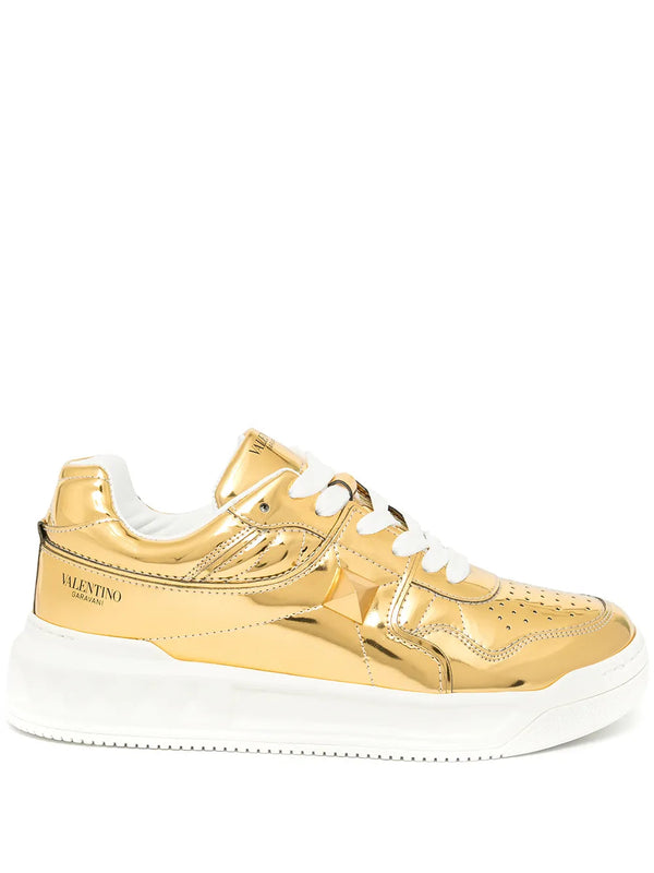 Valentino Leather sneaker in gold