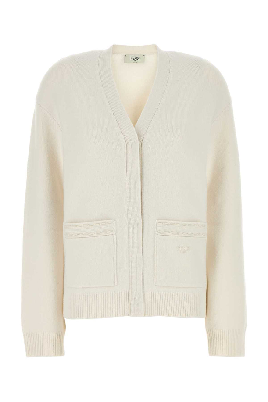 Fendi 96% Cashmere cardigan in white