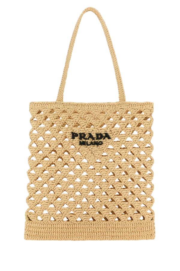 Prada 100% Vitello (calf leather trim) tote bag in beige