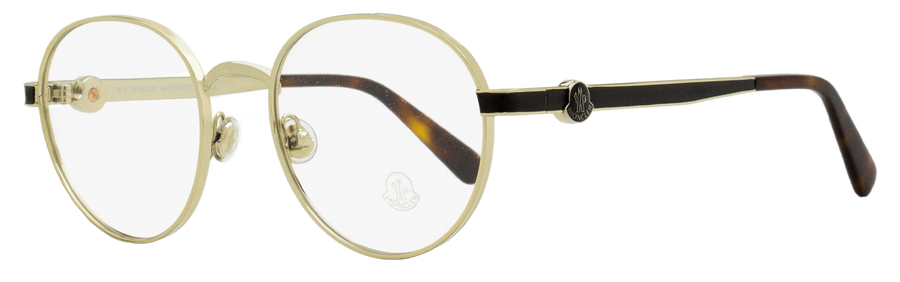 Moncler Round Eyeglasses Ml5179 032 Light Gold-Havana 51mm Gold/havana Metal/plastic(acetate)