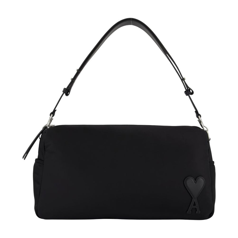 AMI Paris Nylon shoulder bag in black