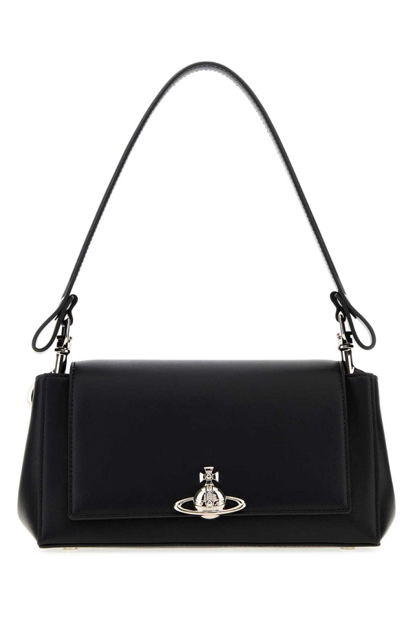 Vivienne Westwood Handbag Exterior: 55% Polyurethane 45% Polyester; Lining: 100% Cotton; Finishing: Silver metal shoulder bag in black