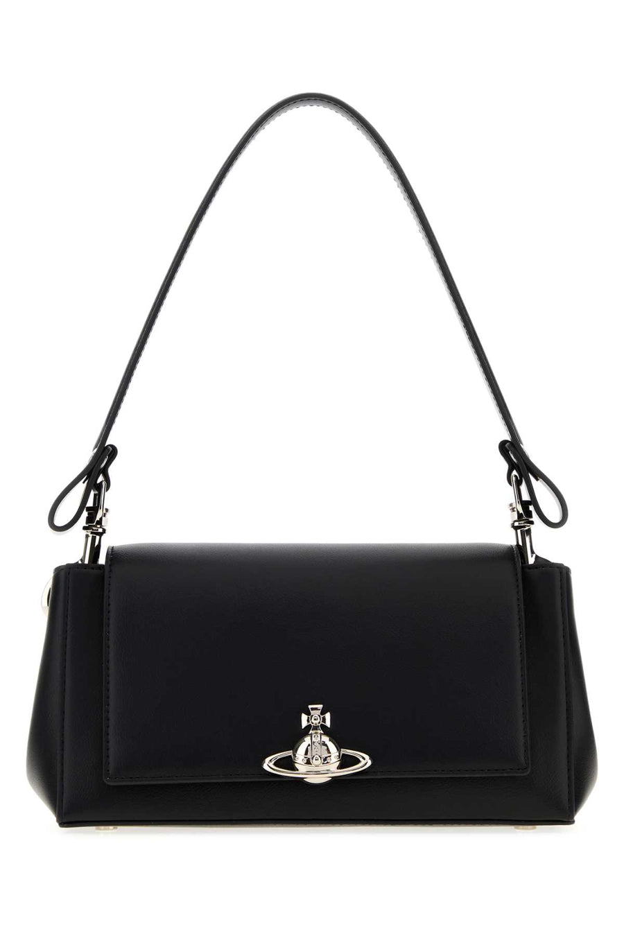 Vivienne Westwood Handbag Exterior: 55% Polyurethane 45% Polyester; Lining: 100% Cotton; Finishing: Silver metal shoulder bag in black