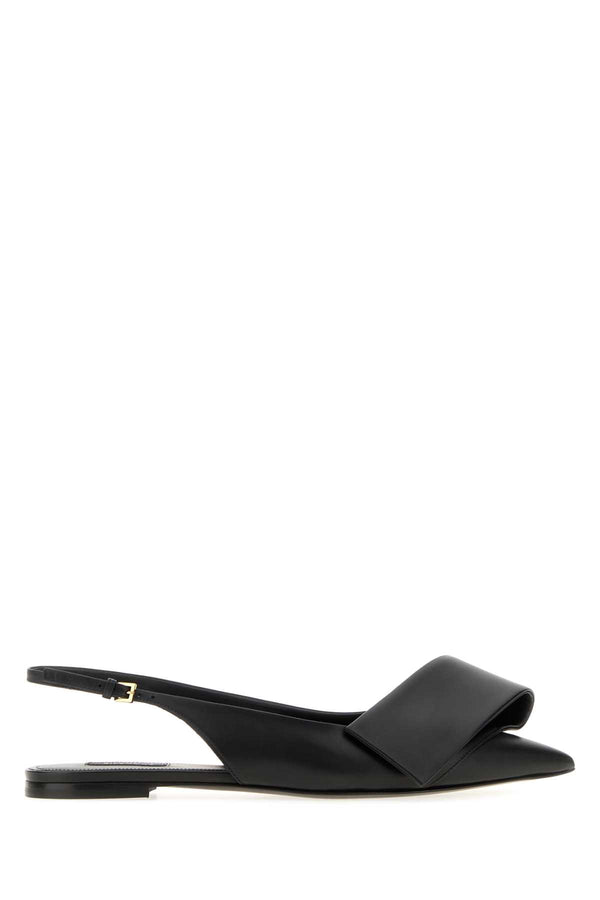 Black Leather Twisted Ribbon Ballerinas Sneaker