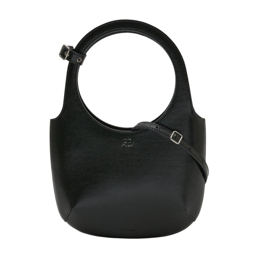Courreges calfskin shoulder bag in black