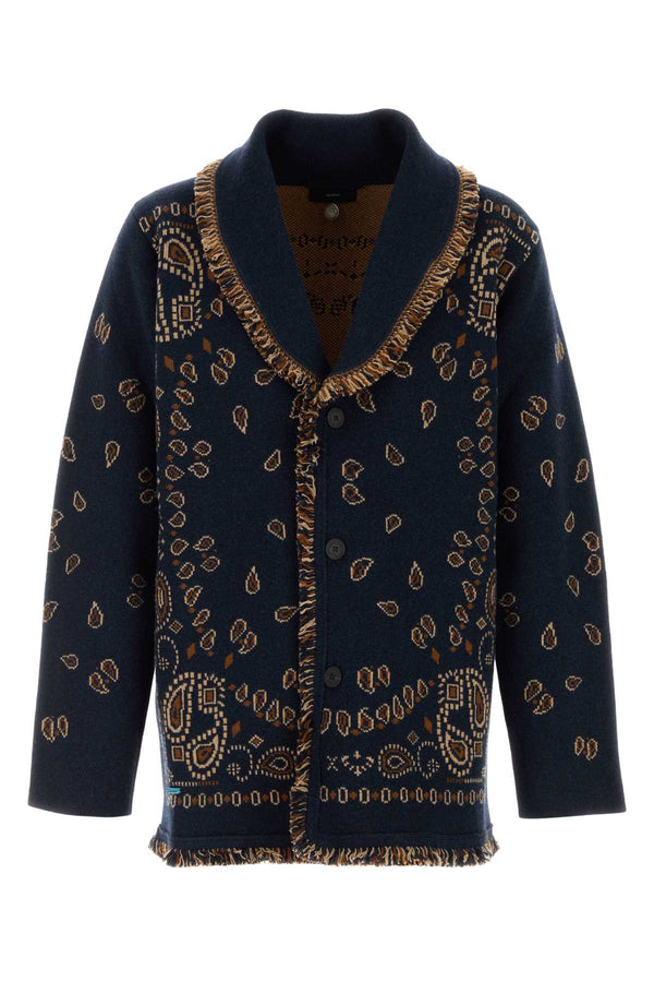 Embroidered Cashmere Bandana Cardigan Midnightblue Exterior: Maglie