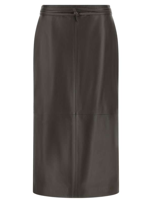 Alberta Ferretti 100% Lamb Leather skirt in brown