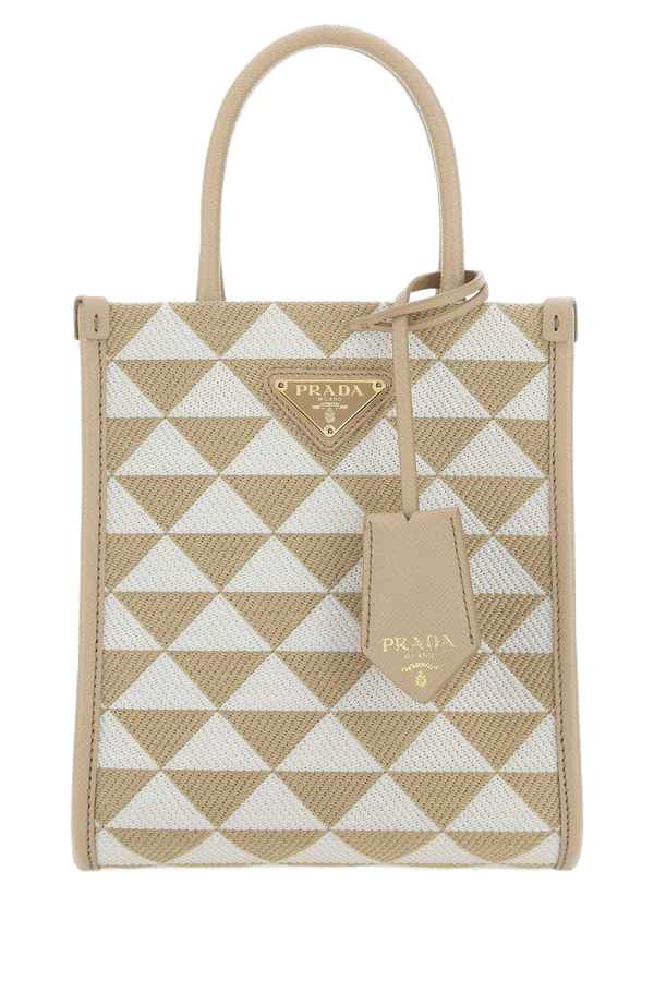 Prada Exterior: 100% Fabric top handle bag in beige
