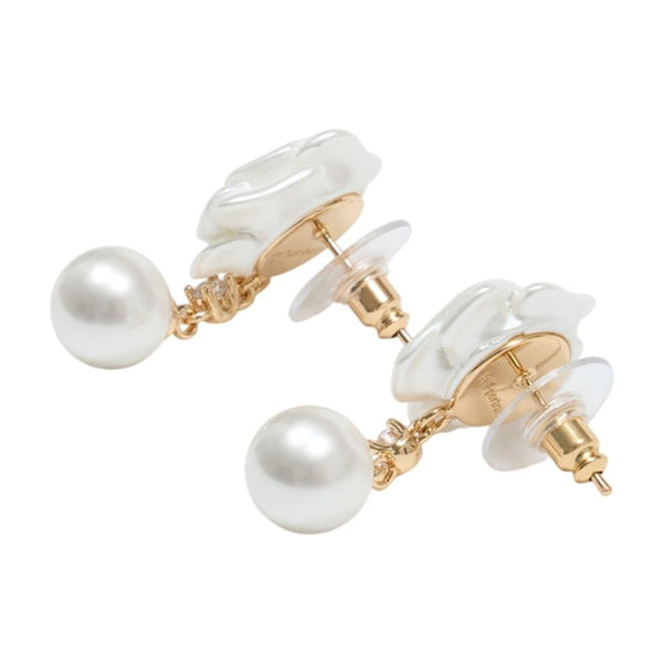 Self-Portrait Synthetic resin earrings in white