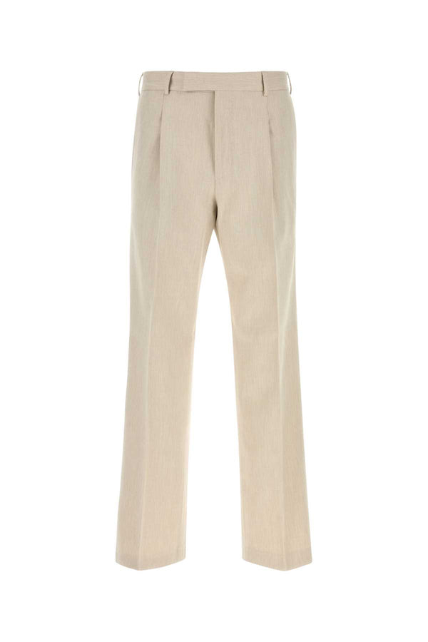 Sand Cotton Blend Pant Beige Exterior: Virgin Wool Pantaloni