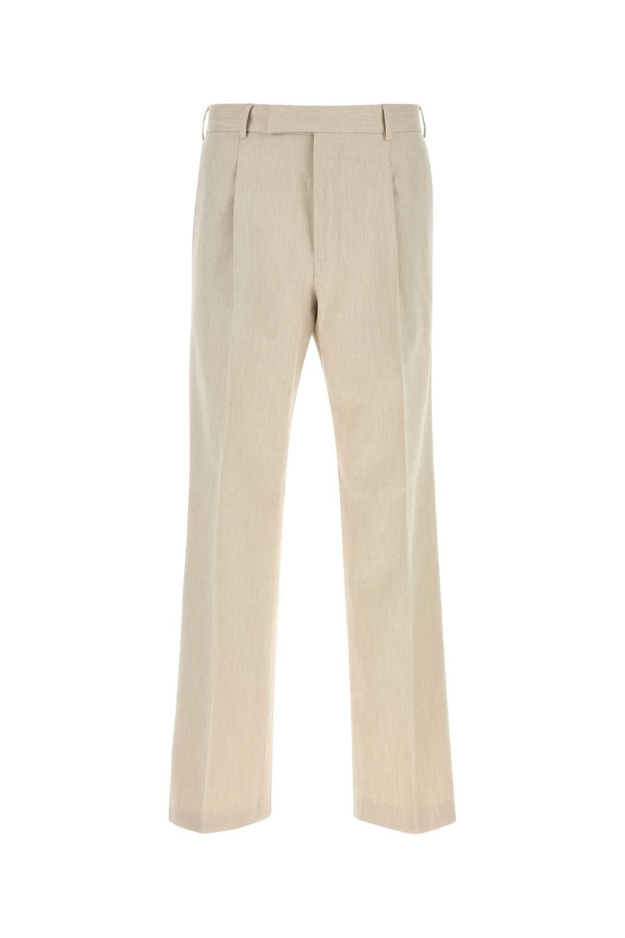 Sand Cotton Blend Pant Beige Exterior: Virgin Wool Pantaloni