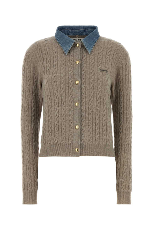 Miu Miu 70% Virgin wool cardigan in beige
