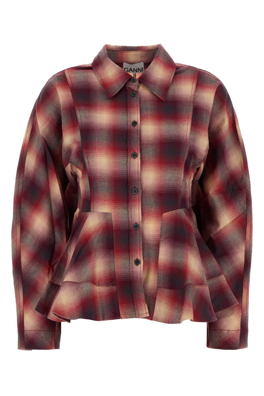 Embroidered Flannel Shirt Raspberry Wine Exterior: Cotton Camicie