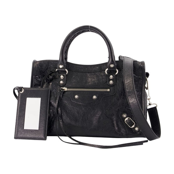 Balenciaga lambskin top handle bag in black