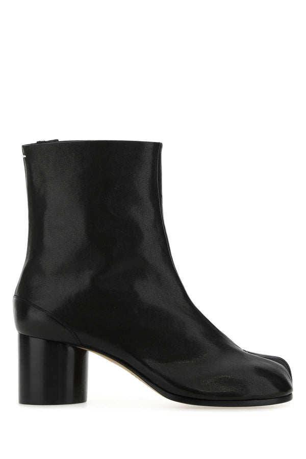 Black Leather Tabi Ankle Boots T8013 Stivali