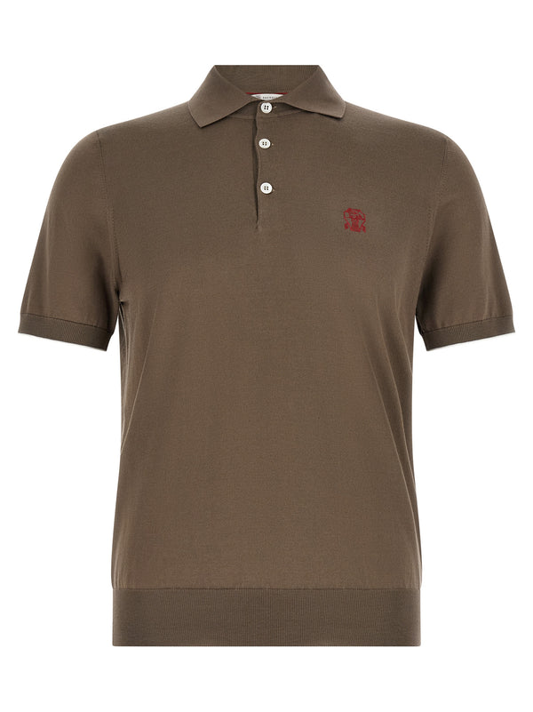 Brunello Cucinelli 100% cotton polo shirt in brown