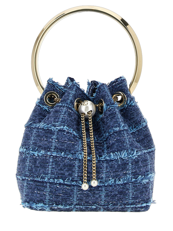 Jimmy Choo 90% Fabric bucket bag in blue