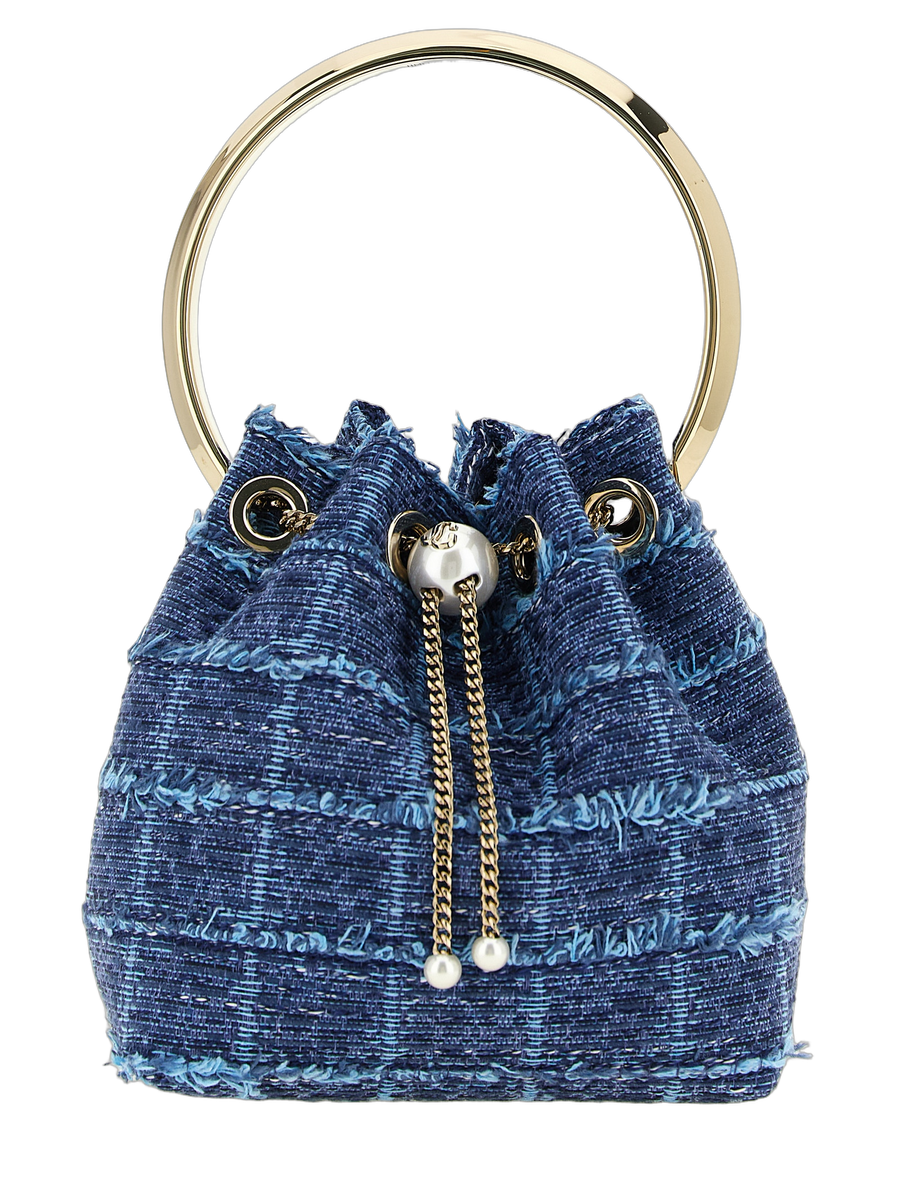 Jimmy Choo 90% Fabric bucket bag in blue