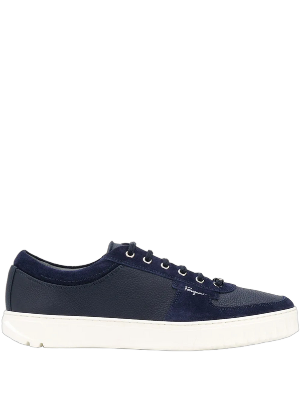 Ferragamo Leather/Rubber sneaker in navy