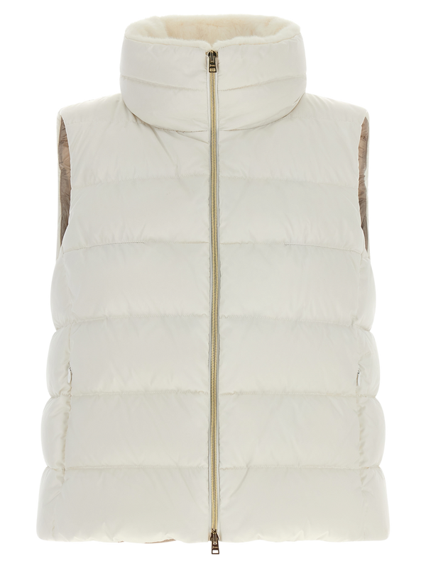 White Polyester Sleeveless Jacket Clothing