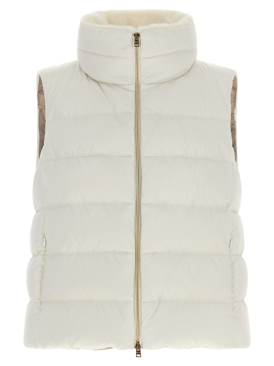 White Polyester Sleeveless Jacket Clothing