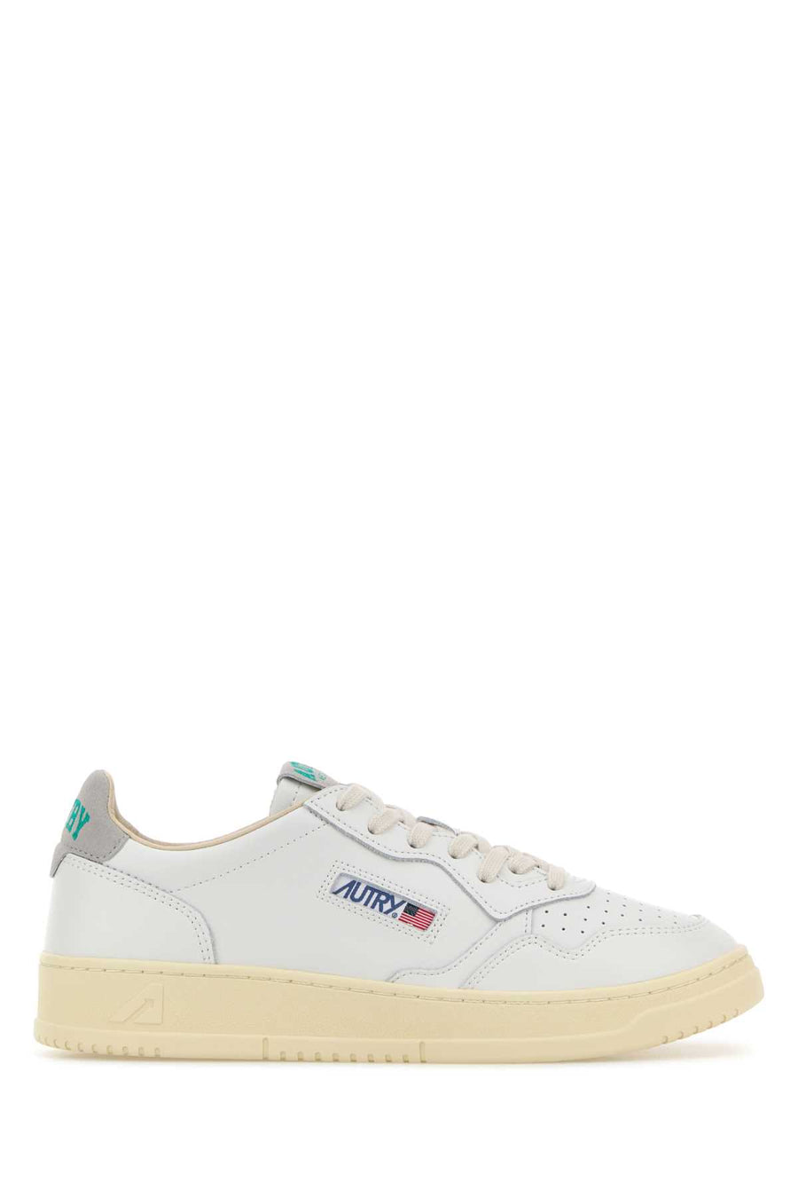 Autry Exterior: 100% Leather Interior: 100% Fabric Sole: Rubber sneaker in white