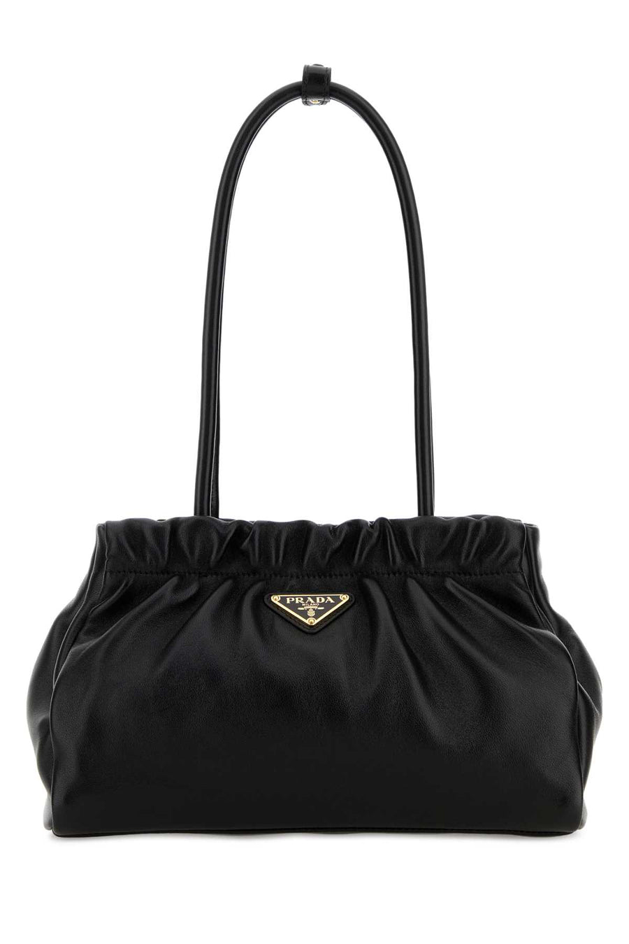 Prada Mano Exterior: 100% Nappa leather; Lining: 100% Fabric; Finishing: Golden metal shoulder bag in black