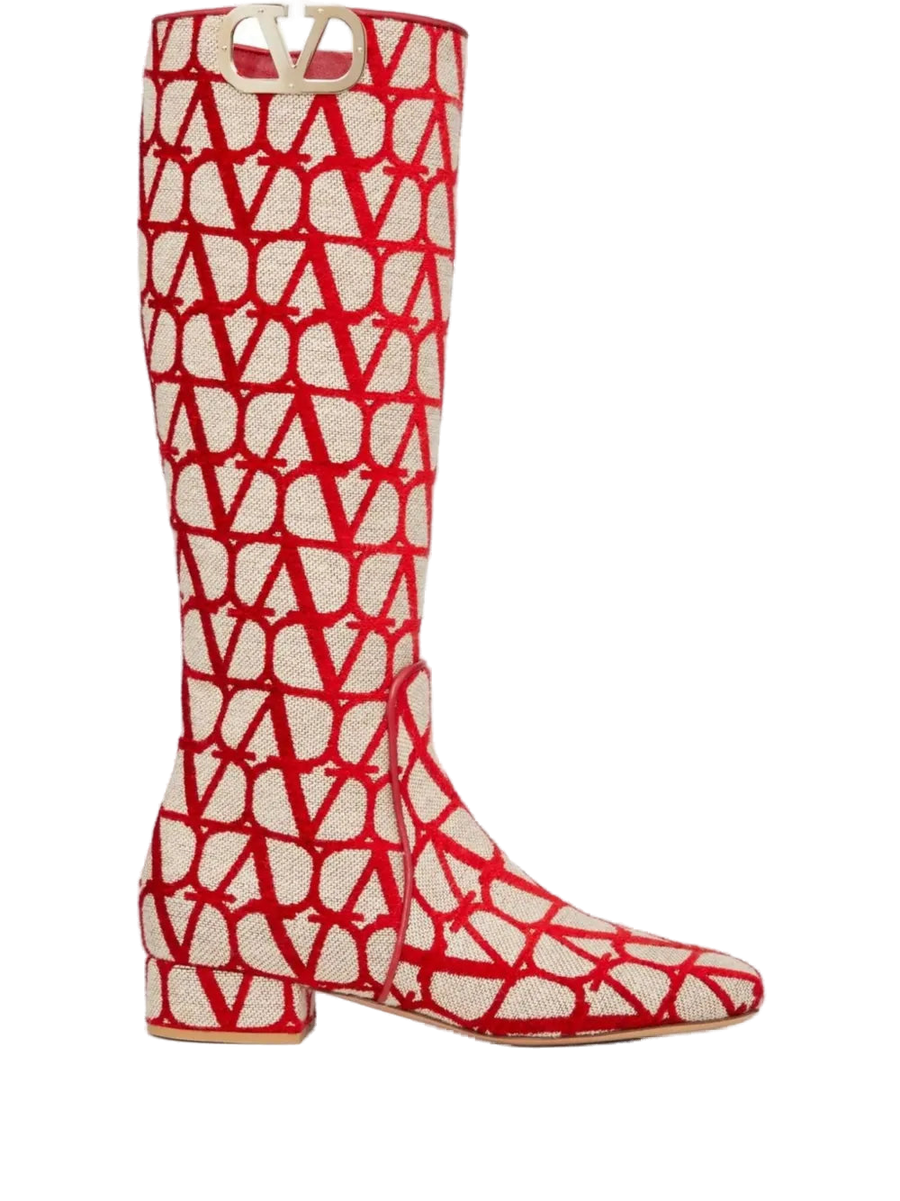 Valentino Garavani Linen boots in red