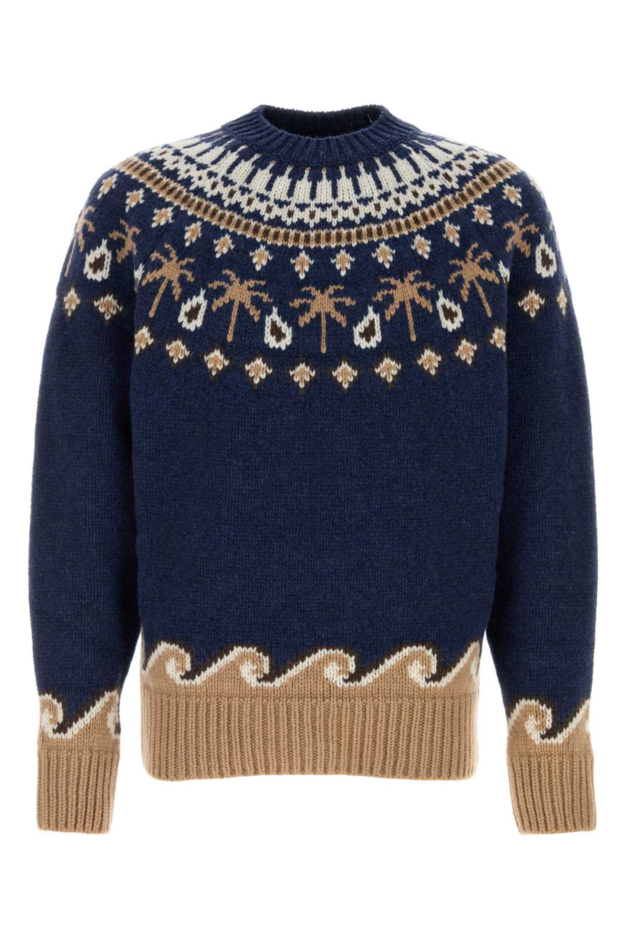 Embroidered Wool Sweet Winter Sweater Nightbluemulticol Exterior: Virgin Maglieria