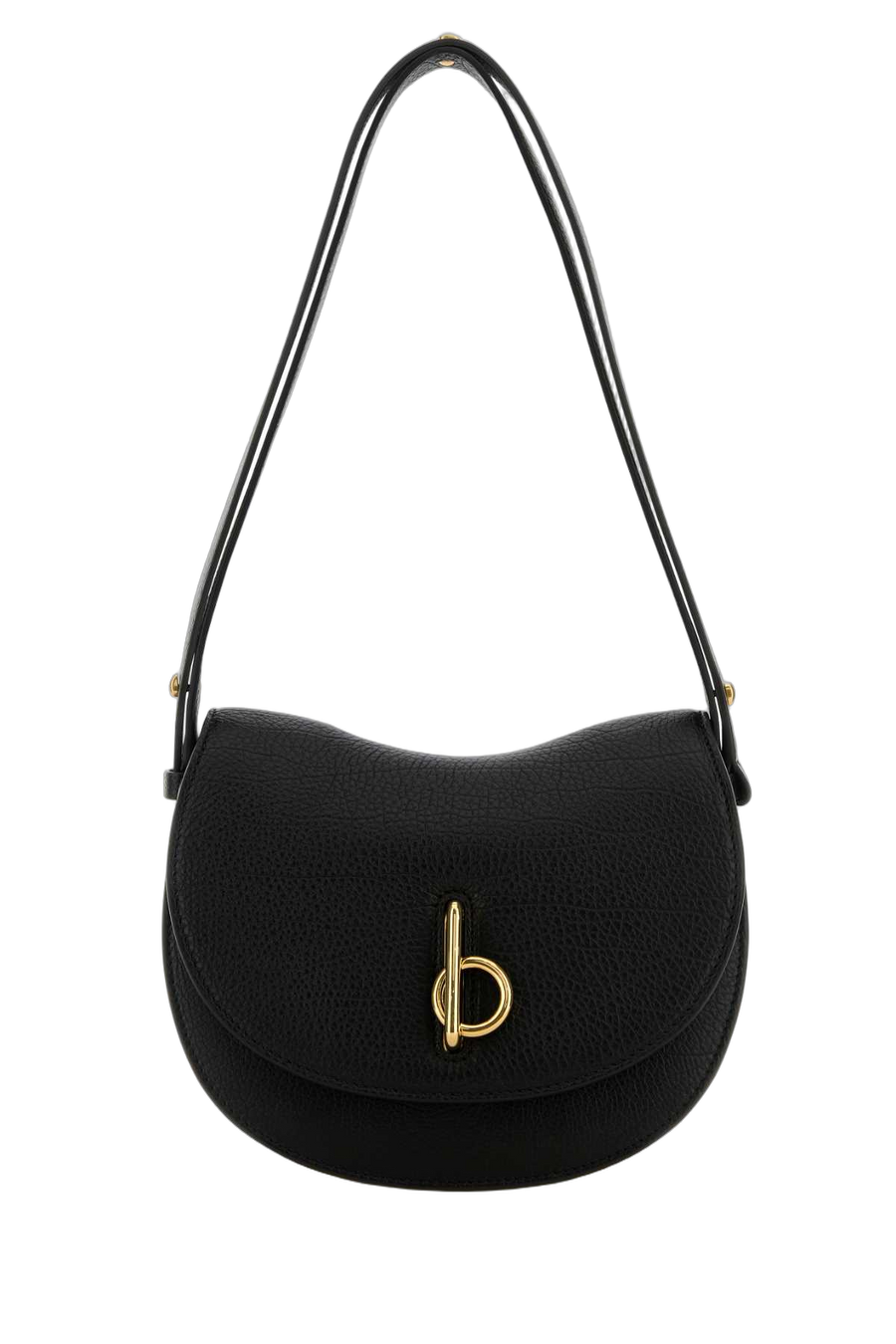 Burberry Exterior: 100% Calf Lining: 100% Lamb Finishing: Golden metal shoulder bag in black