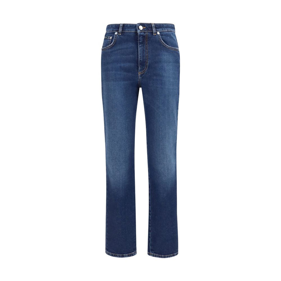 Blue Cotton Straight-Leg Jeans Clothing