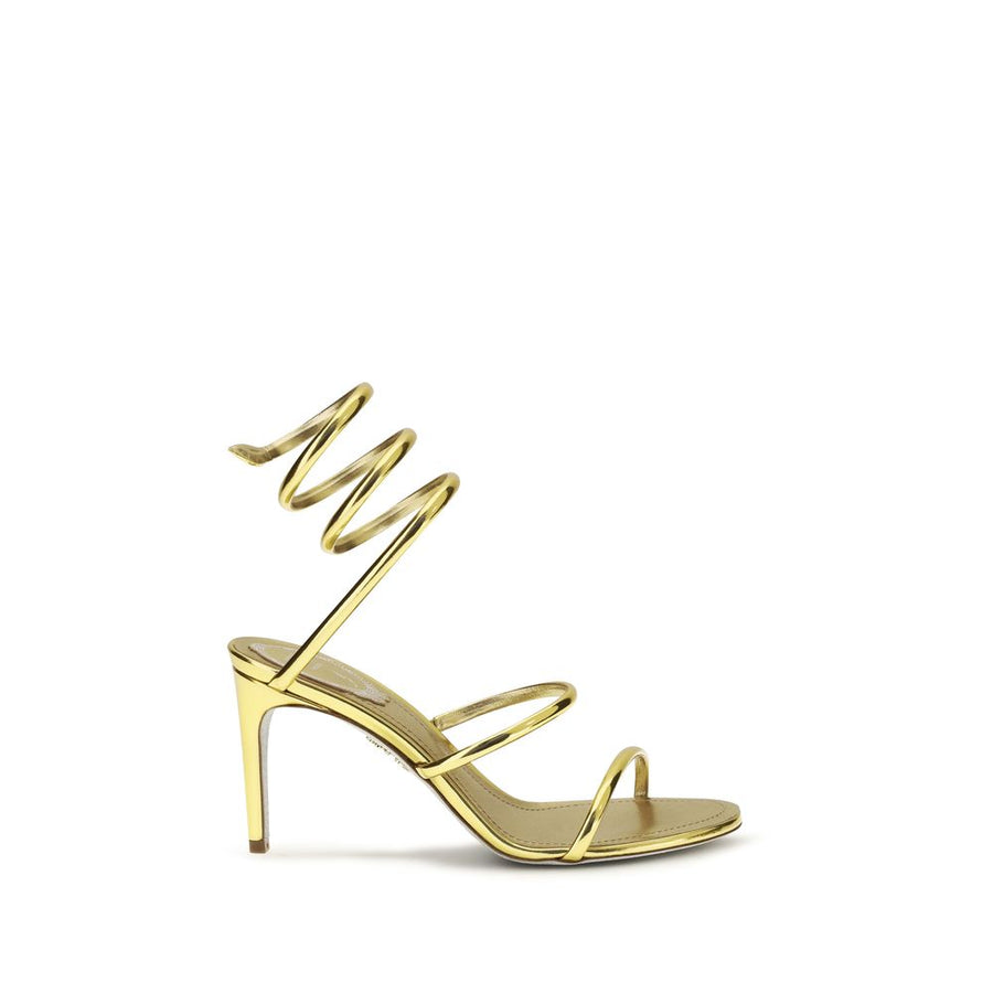 Rene Caovilla 100% Calf Leather Bos Taurus heel sandal in gold