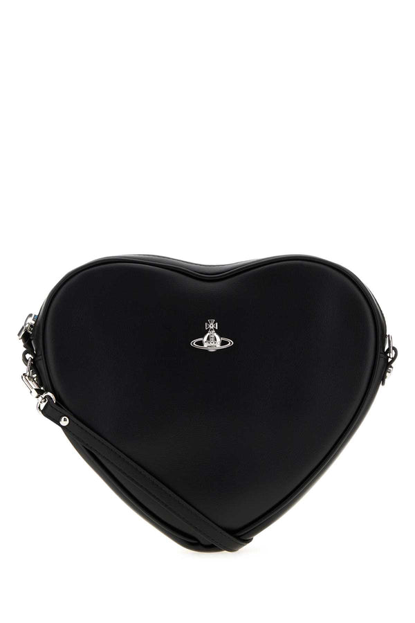 Black Synthetic Leather Alexa Heart Crossbody Bag Borse A Mano