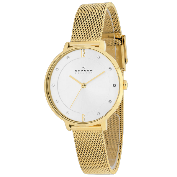 Skagen Stainless steel case and mesh bracelet watch in gold