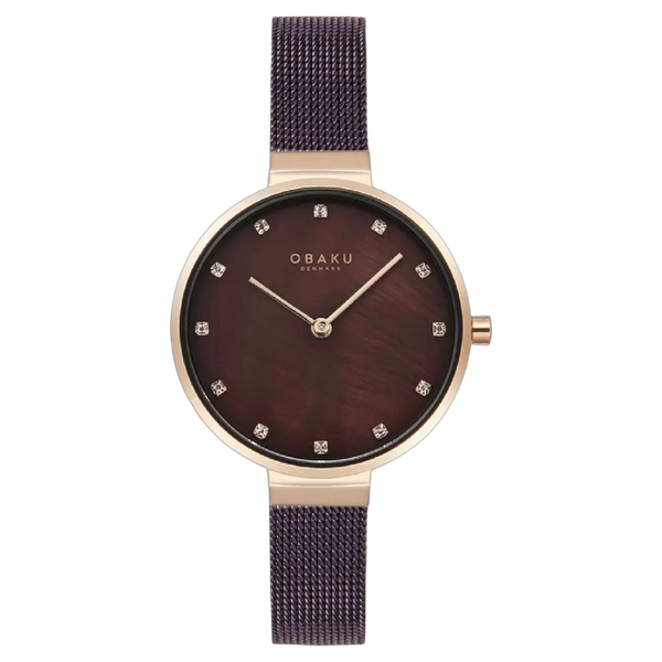 Obaku Stainless steel case and bracelet watch in brown