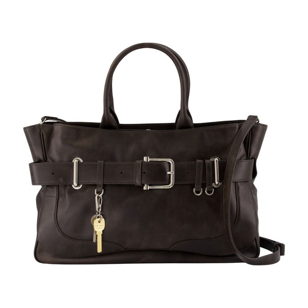 Osoi cowhide top handle bag in brown