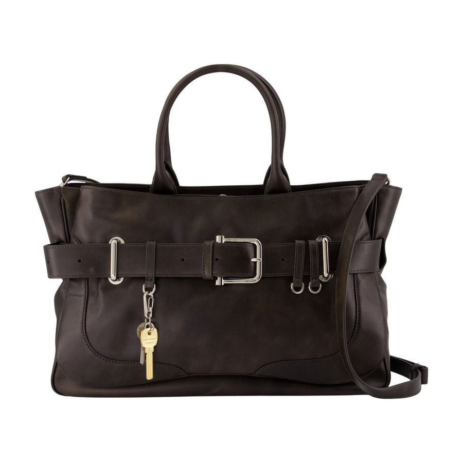 Osoi cowhide top handle bag in brown