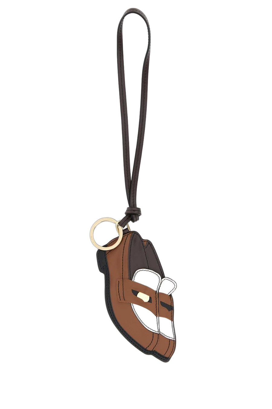 Miu Miu Leather exterior with golden metal finishing key case in brown