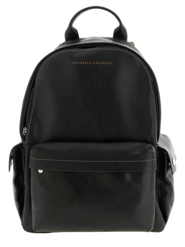 Brunello Cucinelli 100% calfskin leather backpack in black