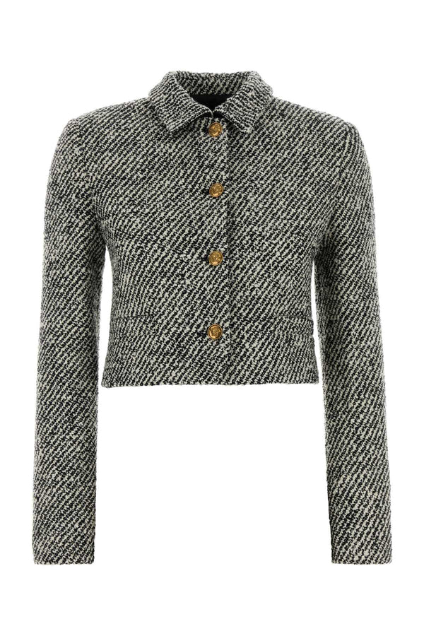 Informal Jacket Responsible Bicolour Wool Boucle Blackwhite Giacche E Gilet